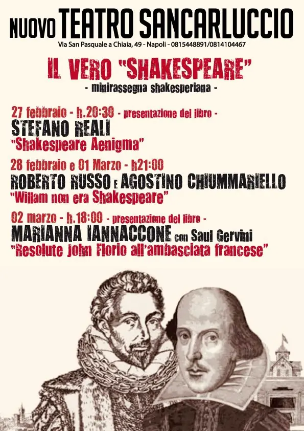 “Il vero Shakespeare” dal 27 febbraio al 2 marzo teatro Sancarluccio