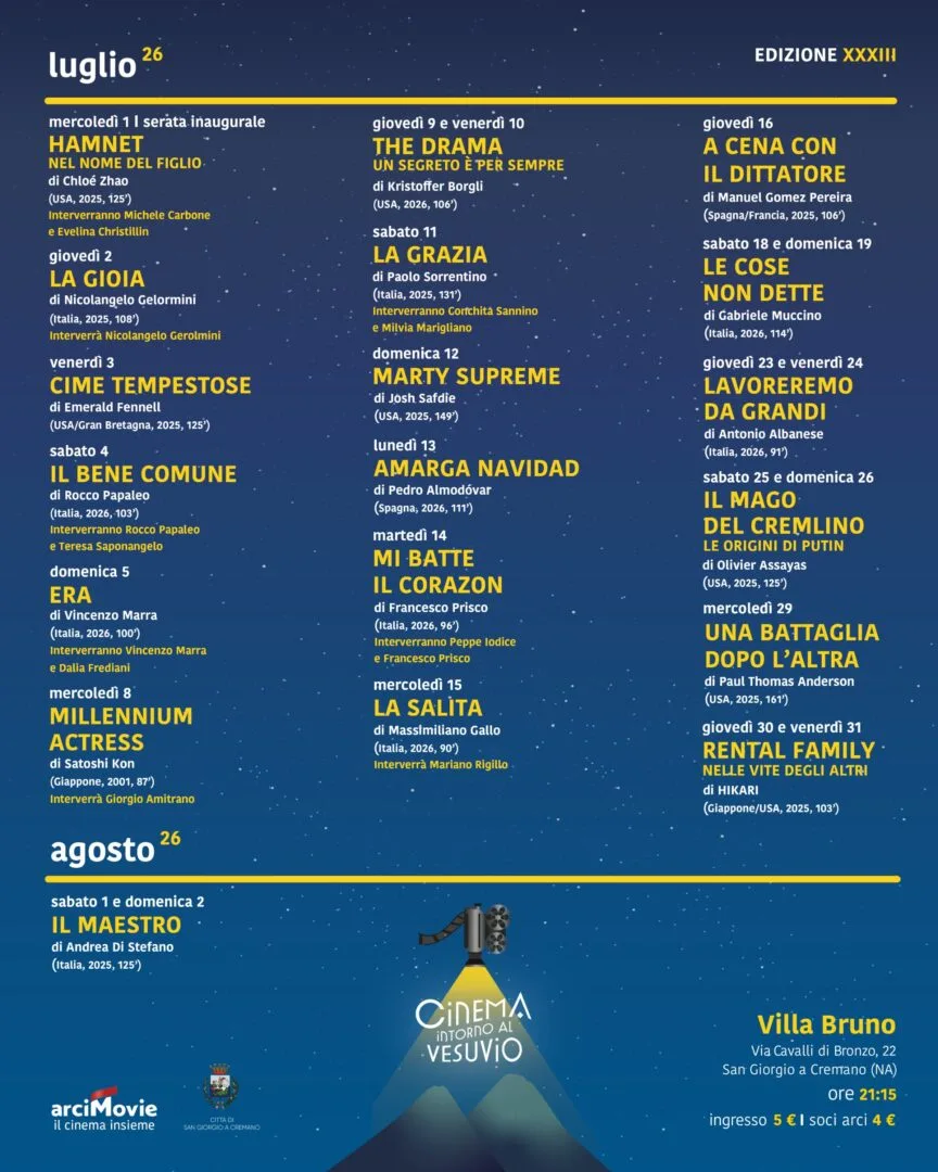 Cinema intorno al vesuvio arci movie programma completo